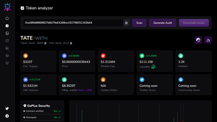 Screenshot of the Token Analyzer page